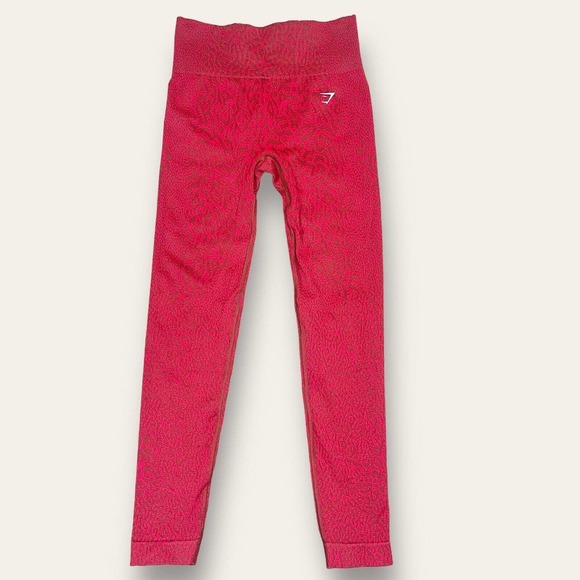 Gymshark Pants - Gymshark Adapt Animal Seamless Leggings Small Reef Cherry Brown Scrunch Bum